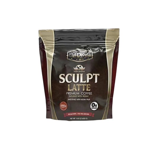 Café Sculpt Latte de Vida Divina, café premium con sabor cremoso, endulzado naturalmente, ideal para un estilo de vida saludable.